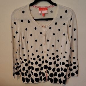 Talbots Cream Cardigan with Black Polka Dot Detail